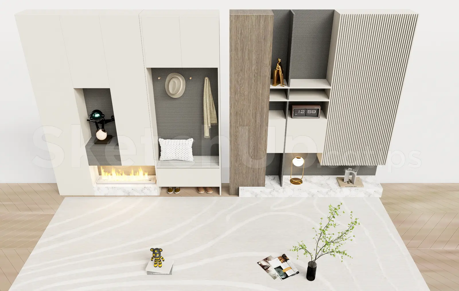 Modern Shoe Cabinet SketchUp 3D Model