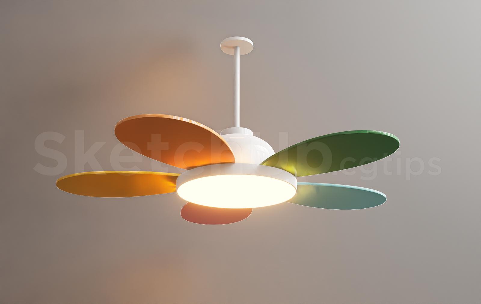 Modern Multicolor Petal Ceiling Fan Chandelier for Kids Bedroom