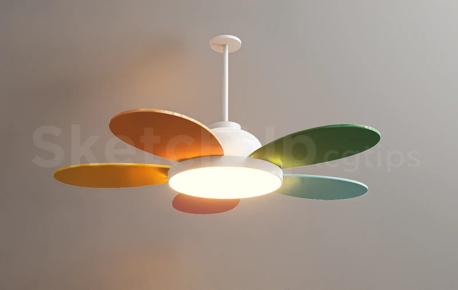 Modern Multicolor Petal Ceiling Fan Chandelier for Kids Bedroom