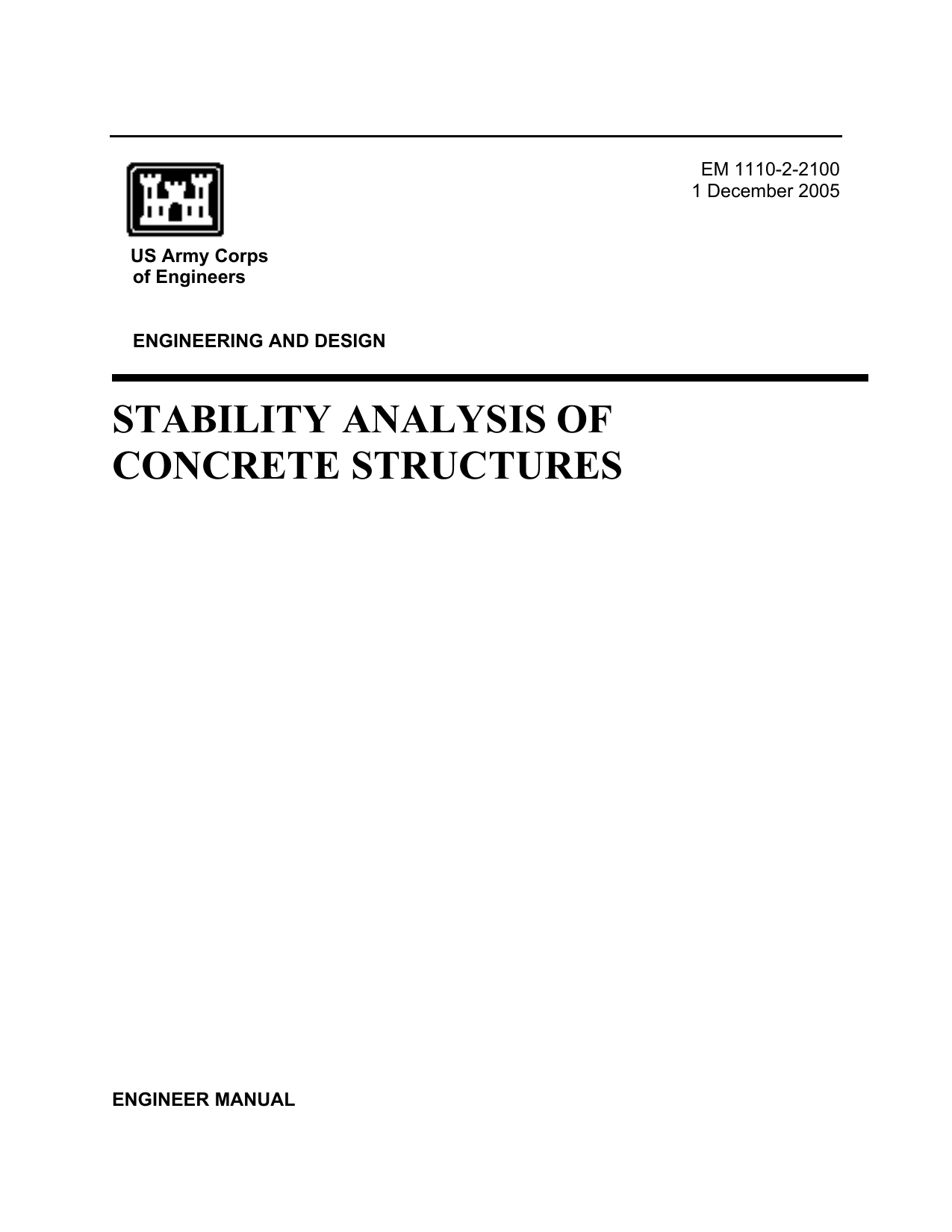 EM 1110-2-2100: Stability Analysis of Concrete Structures