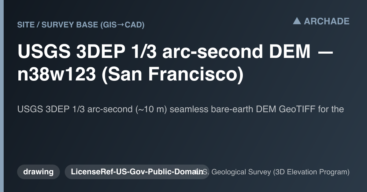 USGS 3DEP 1/3 arc-second DEM — n38w123 (San Francisco)
