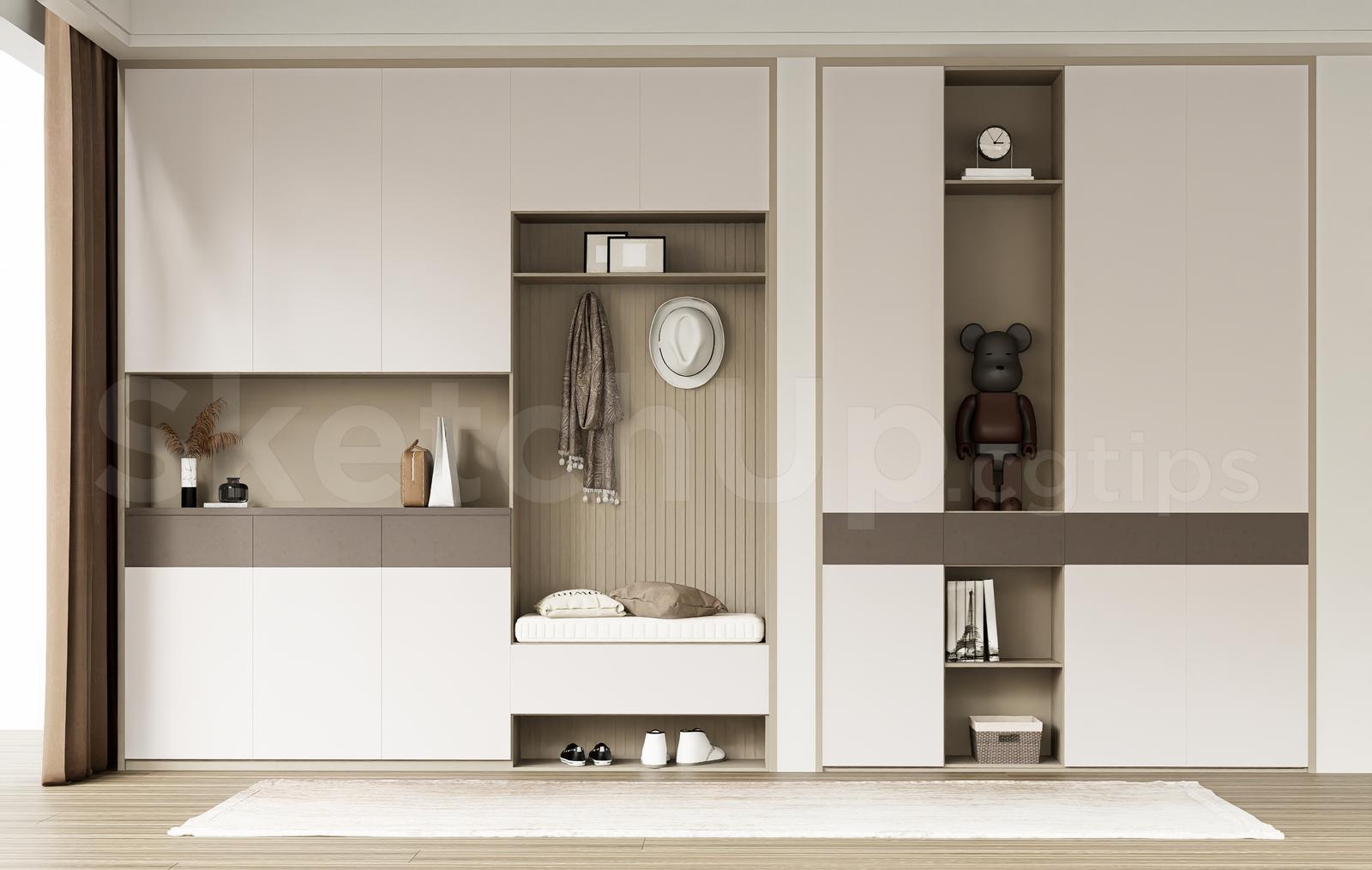 Modern Shoe Cabinet with Seating Bench