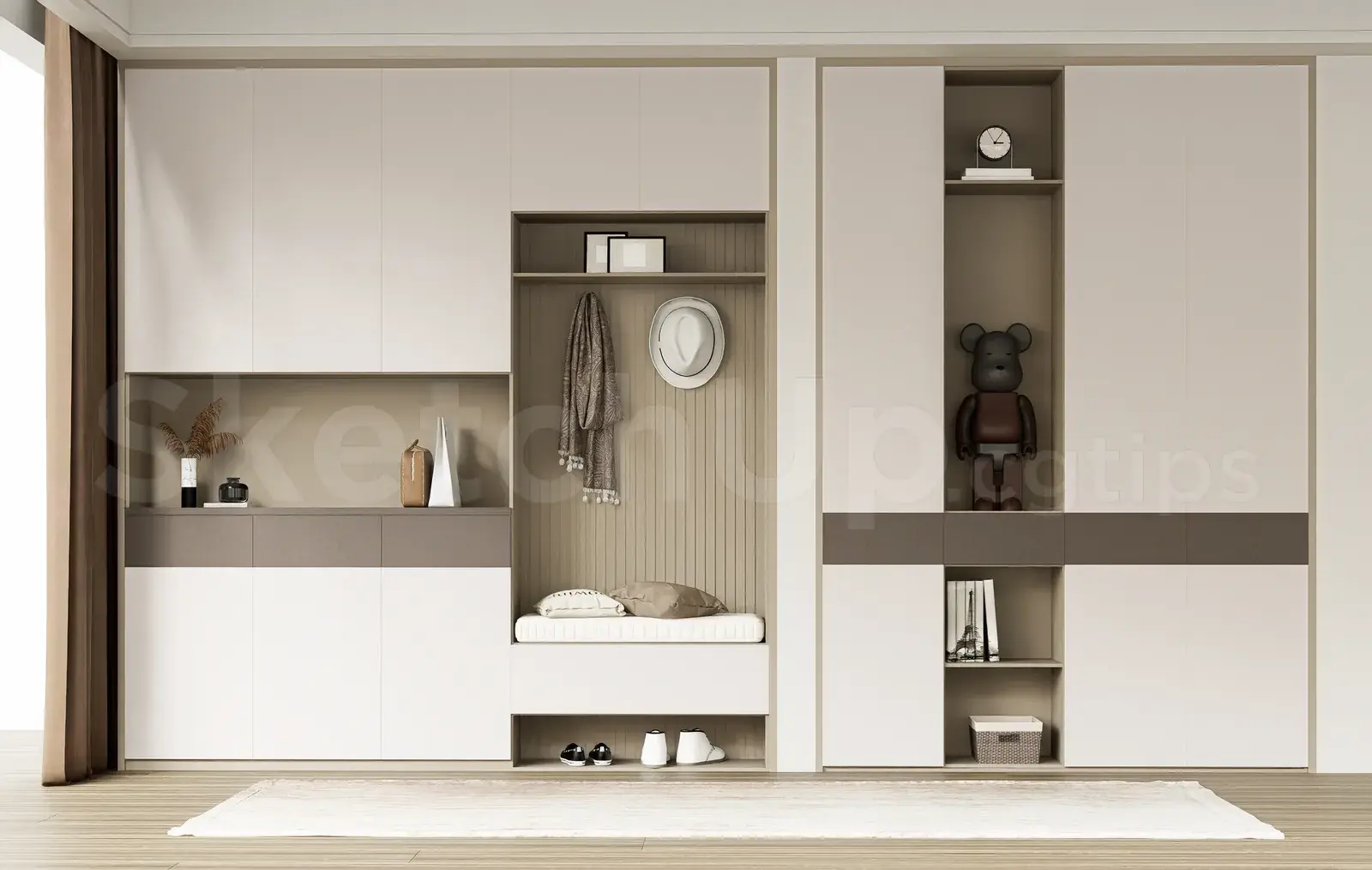 Modern Shoe Cabinet with Seating Bench