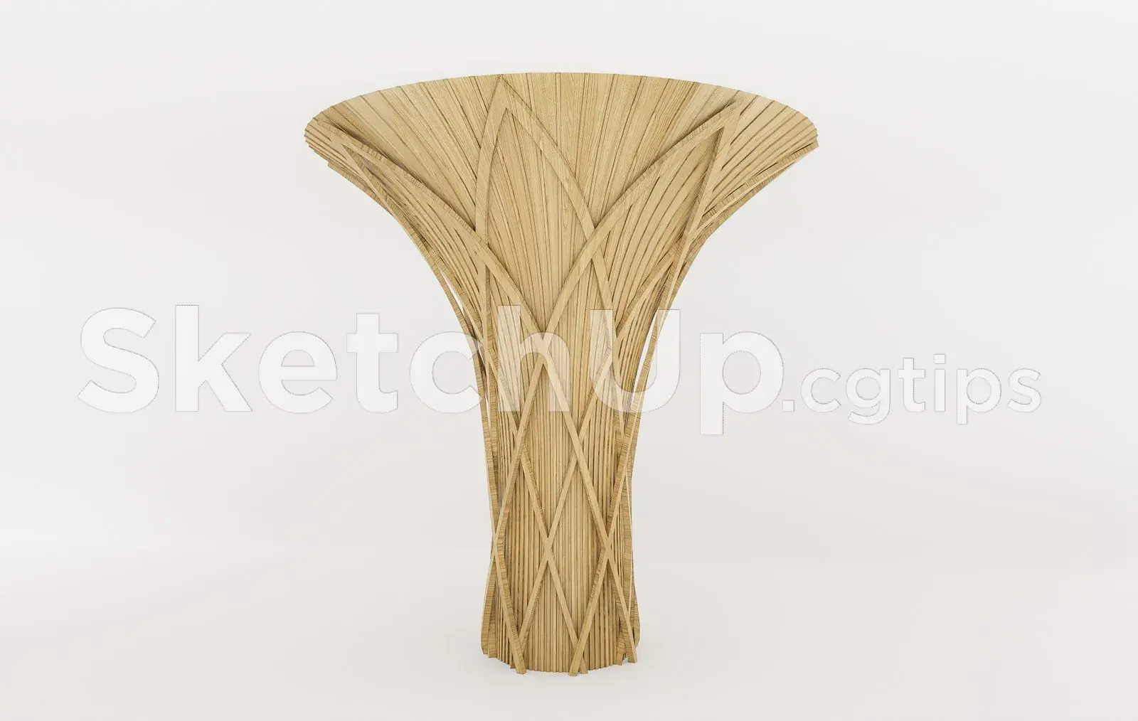 Modern Organic Wood Column SketchUp 3D Model for Architectural Design