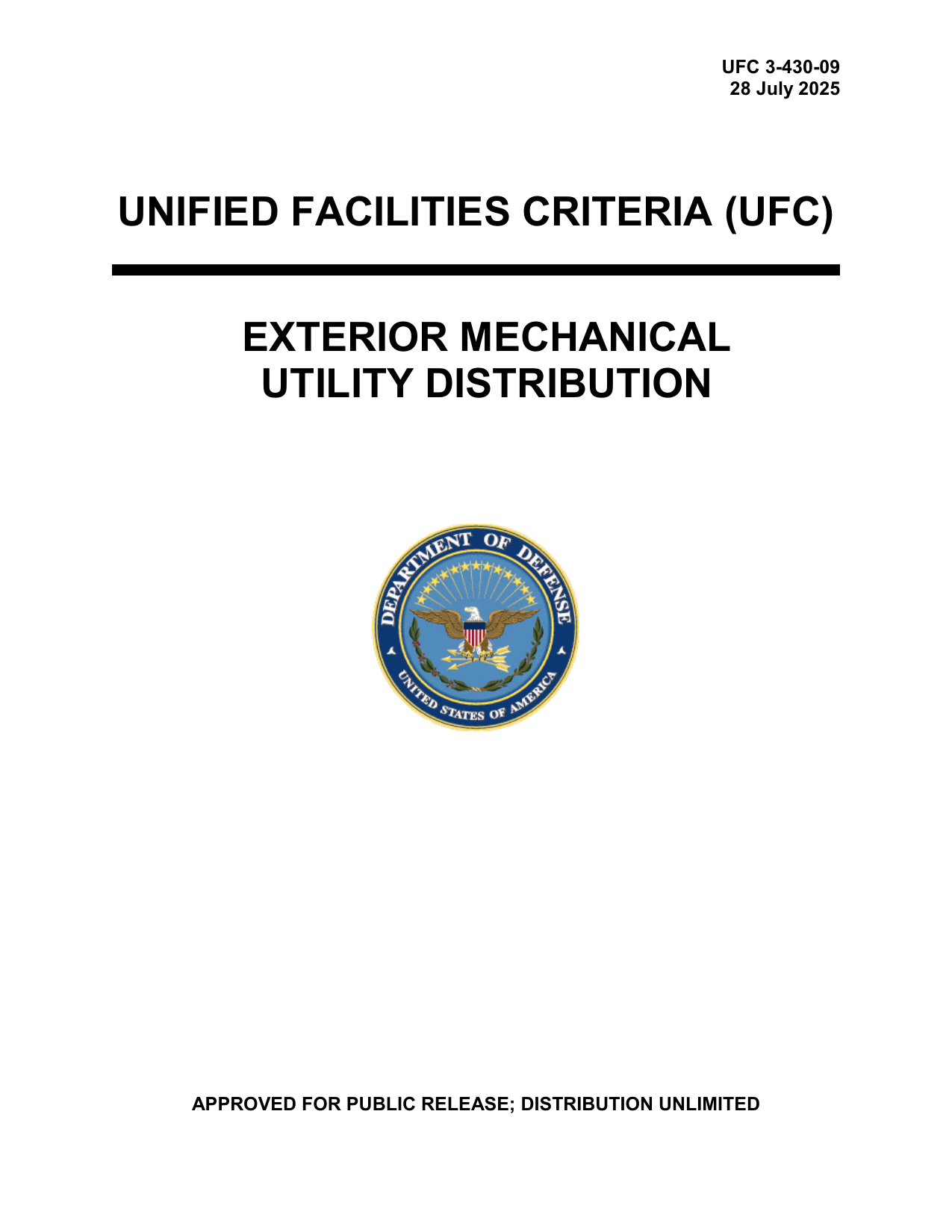 UFC 3-430-09: Exterior Mechanical Utility Distribution