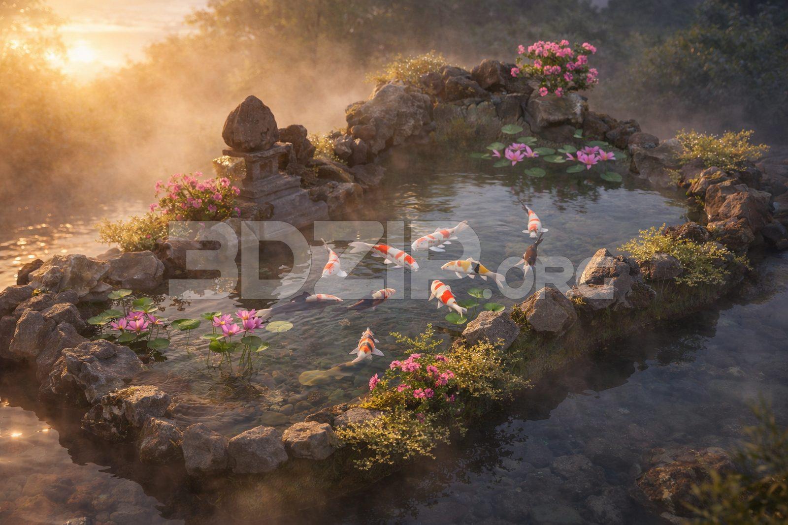 Outdoor Koi Pond Landscape Design – Asian Zen Garden