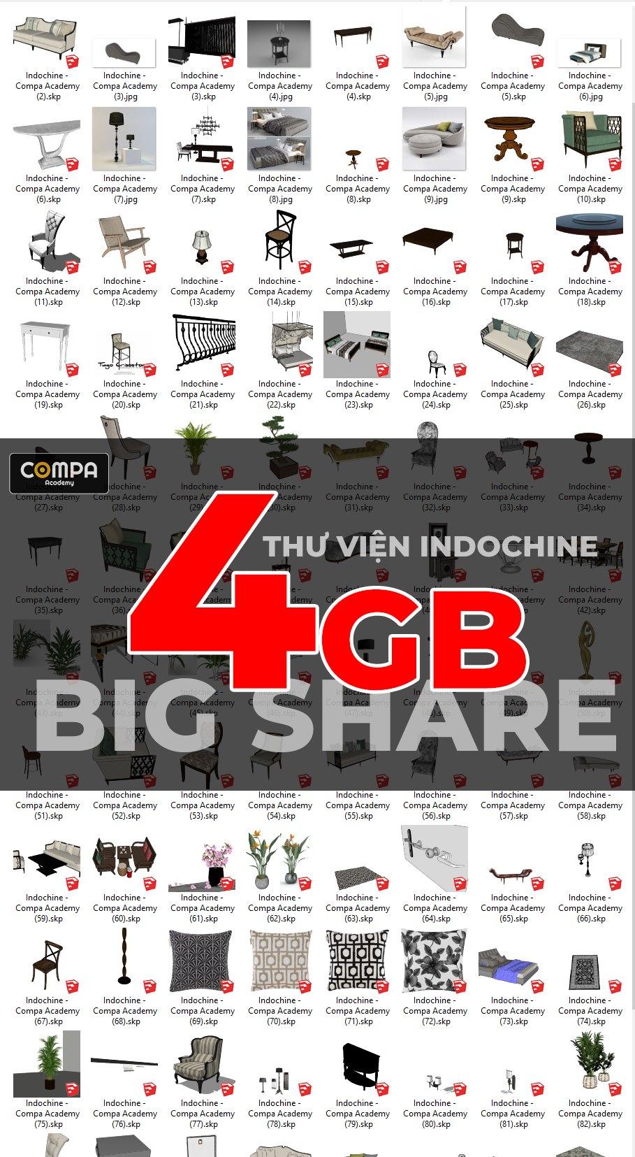 Bộ thư viện Indochine Sketchup chia sẻ từ Trần Việt Hùng