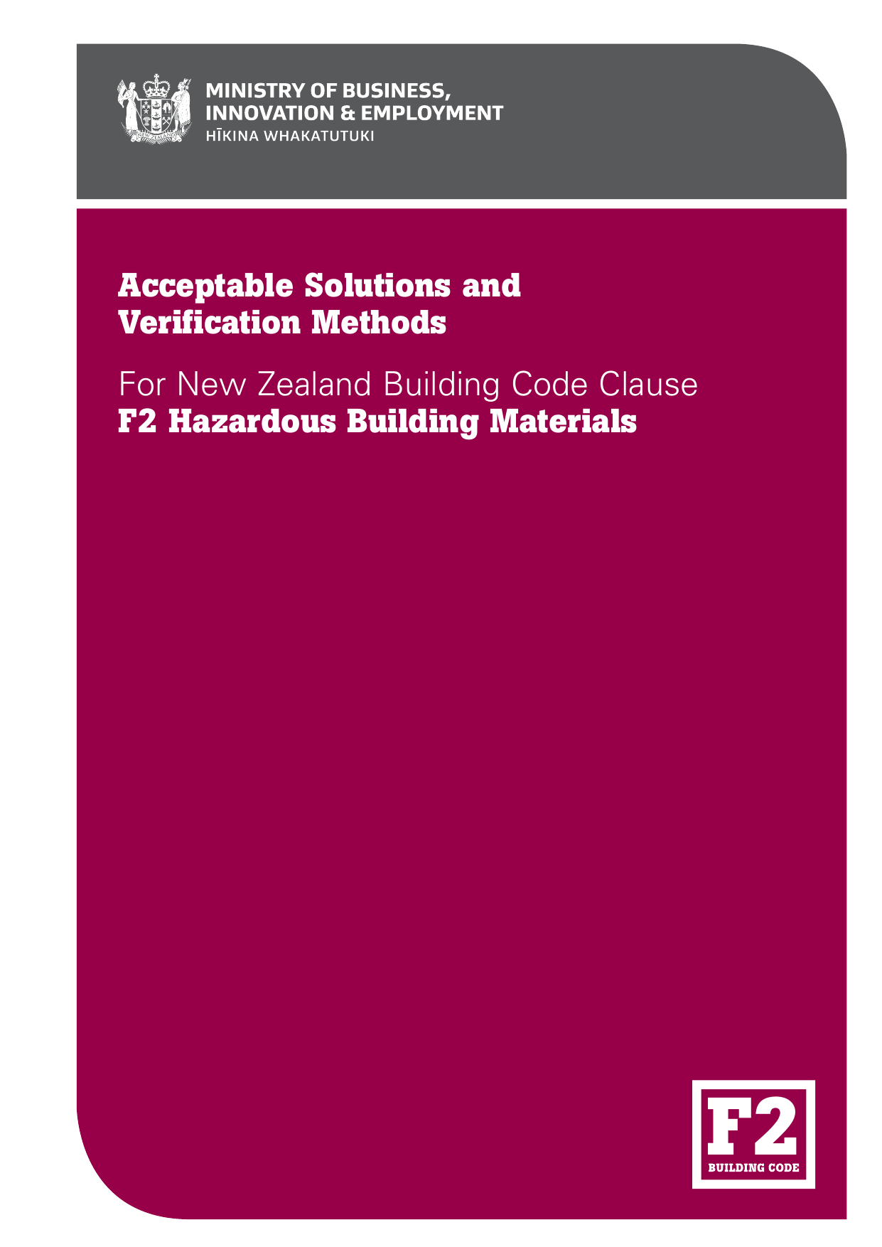 New Zealand Building Code F2 — Hazardous Building Materials (Acceptable Solution)