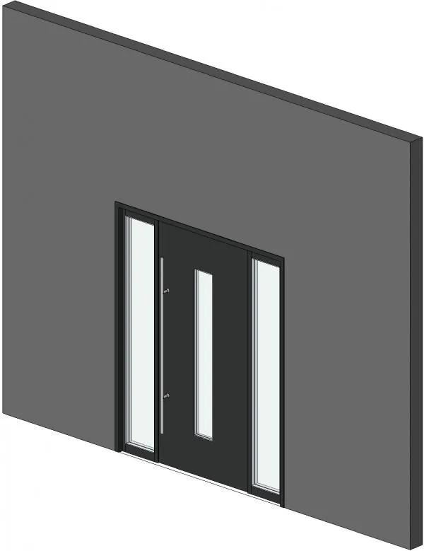 Parametric Front Entry Door With Sidelights And Vision Panel