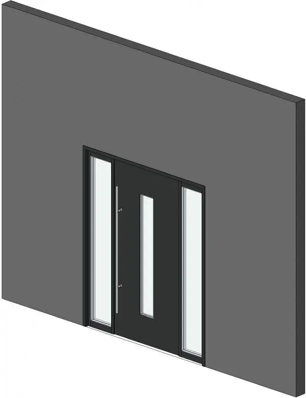 Parametric Front Entry Door With Sidelights And Vision Panel