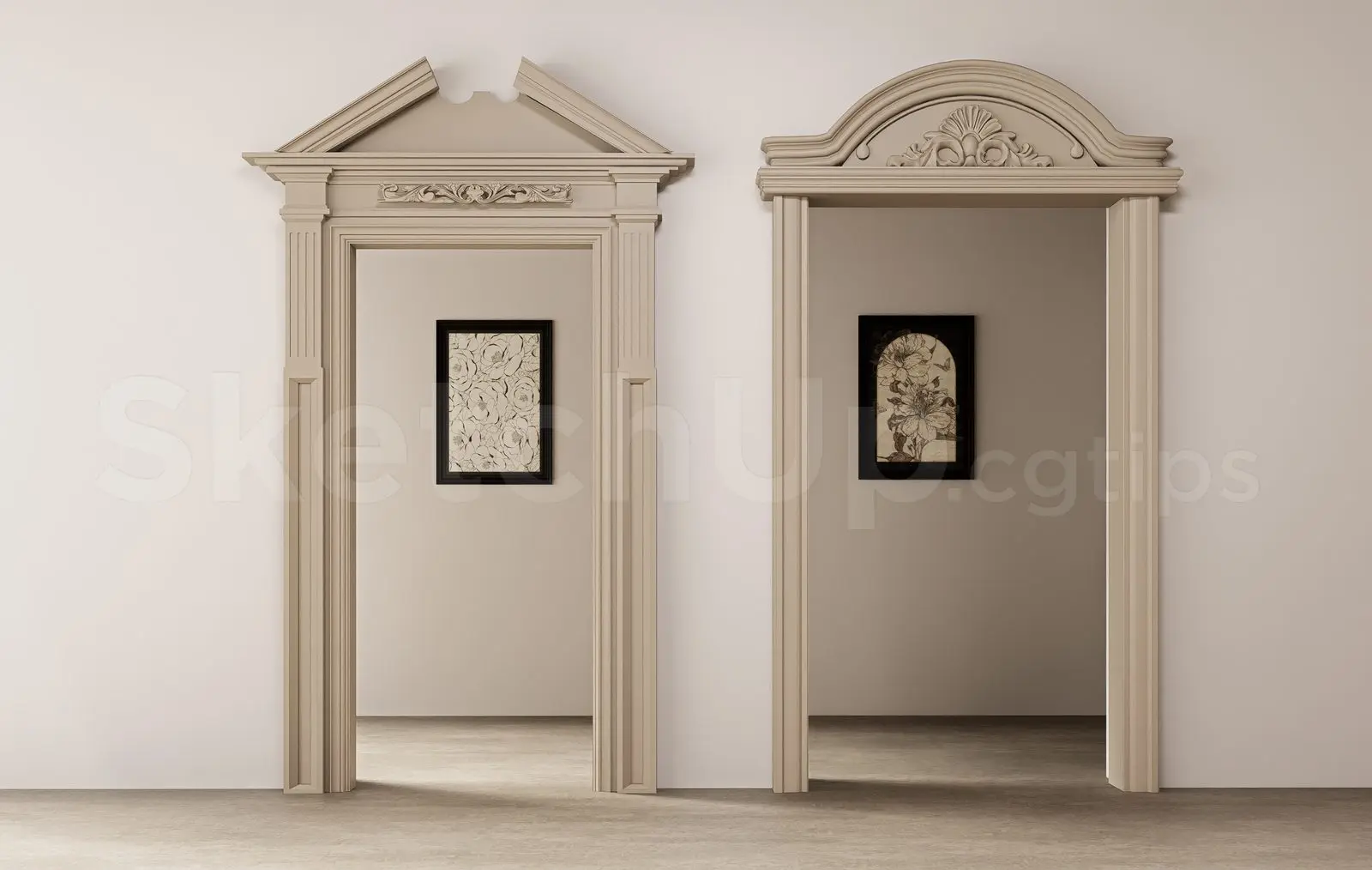 Classic Wooden Arched Doorway — preview 1 (cgtips)