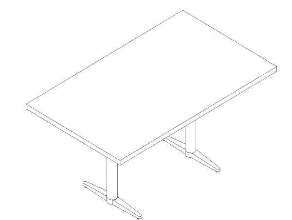 Table_Restaurant_Rectangular_Adjustable Top_Double Base Revit 2018