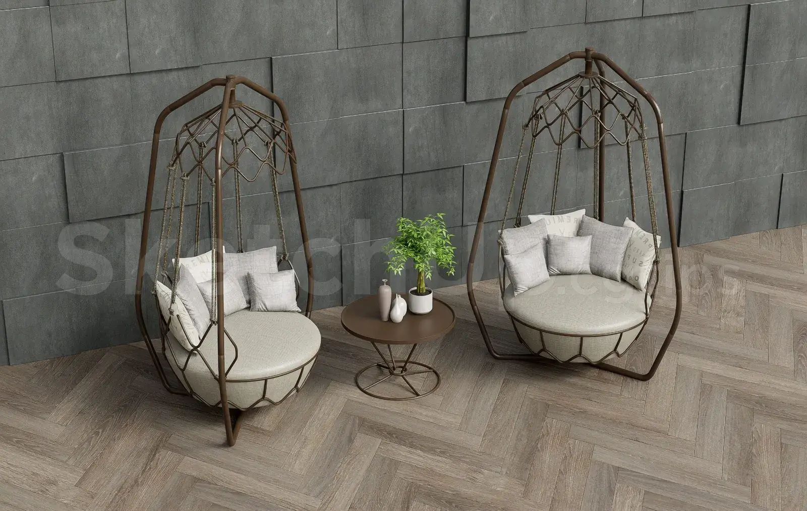 Luxury Hanging Swing Chair with Side Table