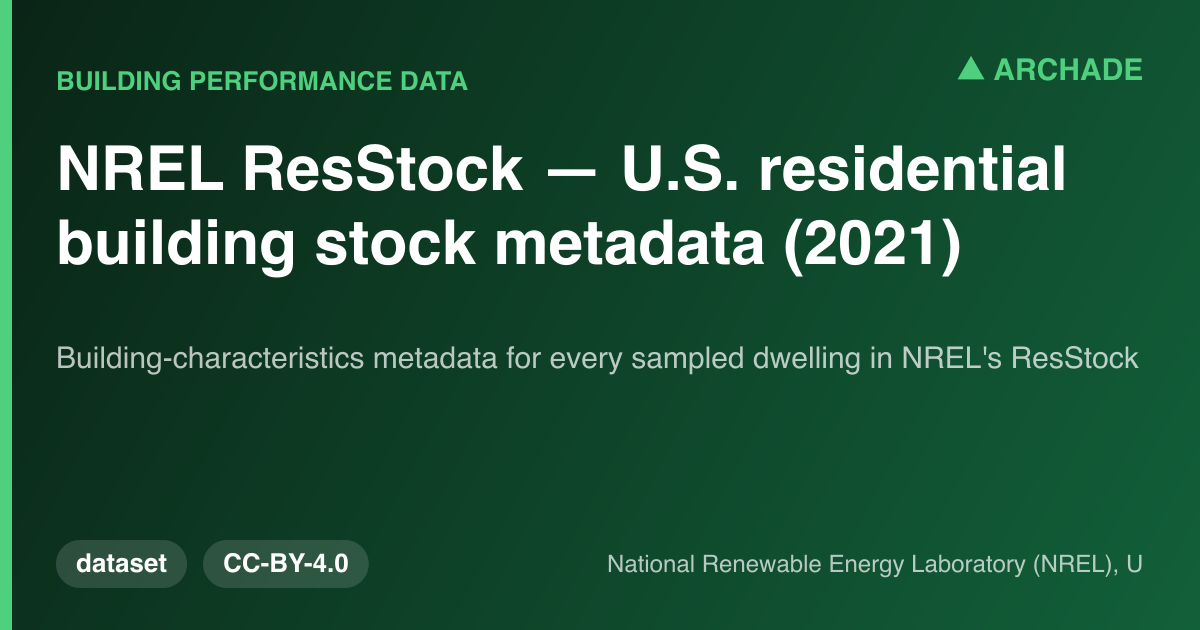 NREL ResStock — U.S. residential building stock metadata (2021)