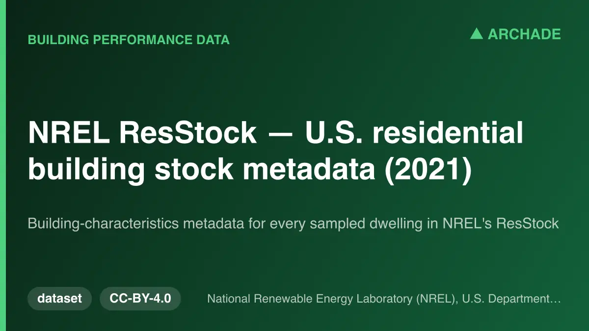 NREL ResStock — U.S. residential building stock metadata (2021)