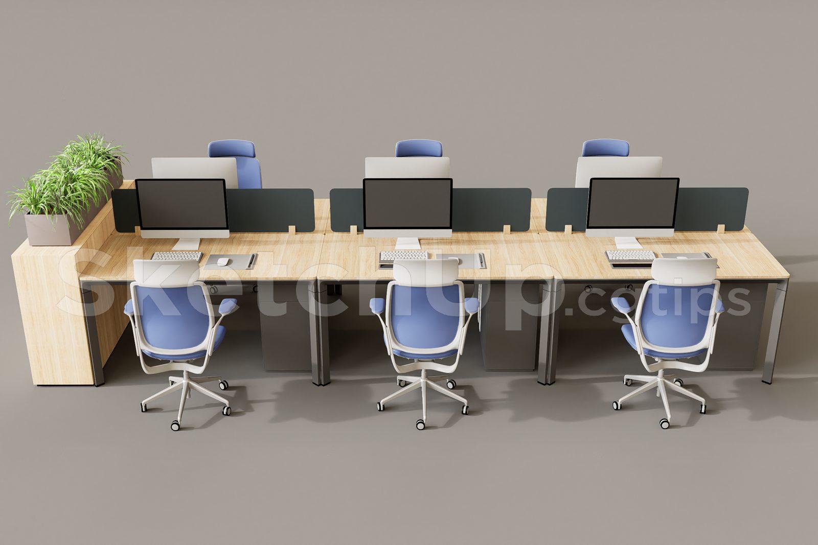 Office desk and chairs