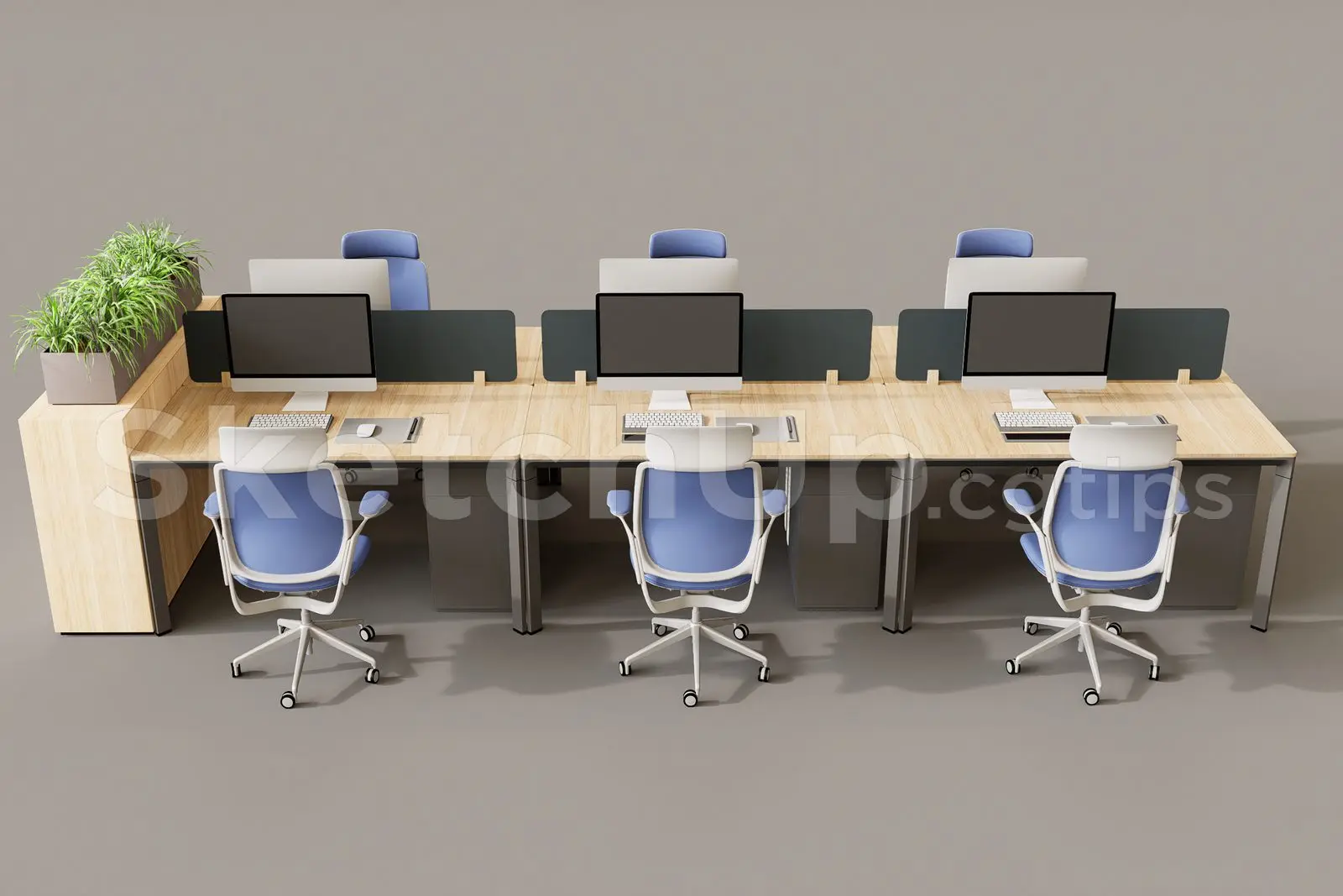 Office desk and chairs