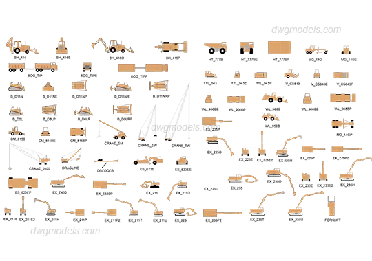 Construction vehicles — preview 1 (dwgmodels.com, CC0)