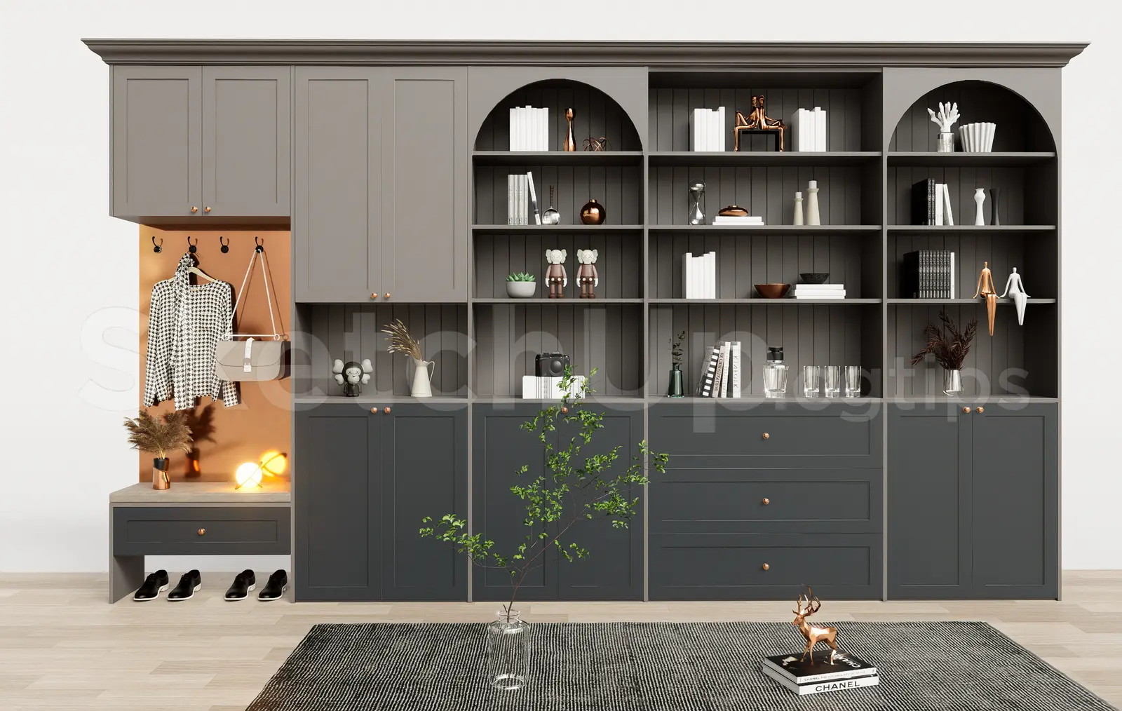 Modern Shoe Cabinet SketchUp 3D Model