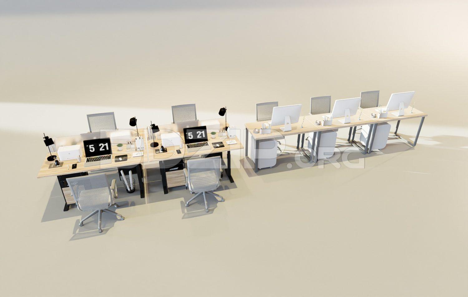 Office work desk and chairs