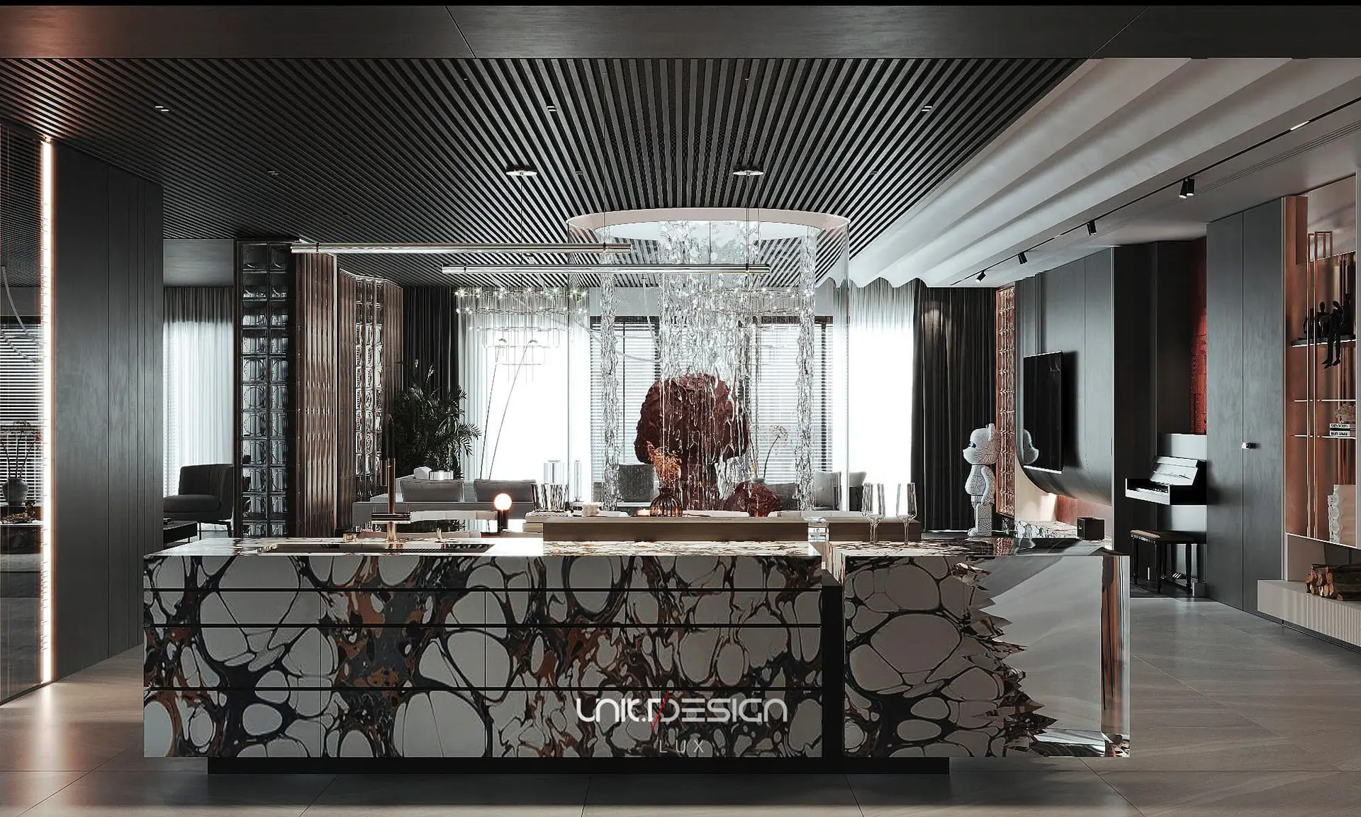 Living Room – Kitchen Interior — preview 1, by Dinh Van Nam (3dzip)