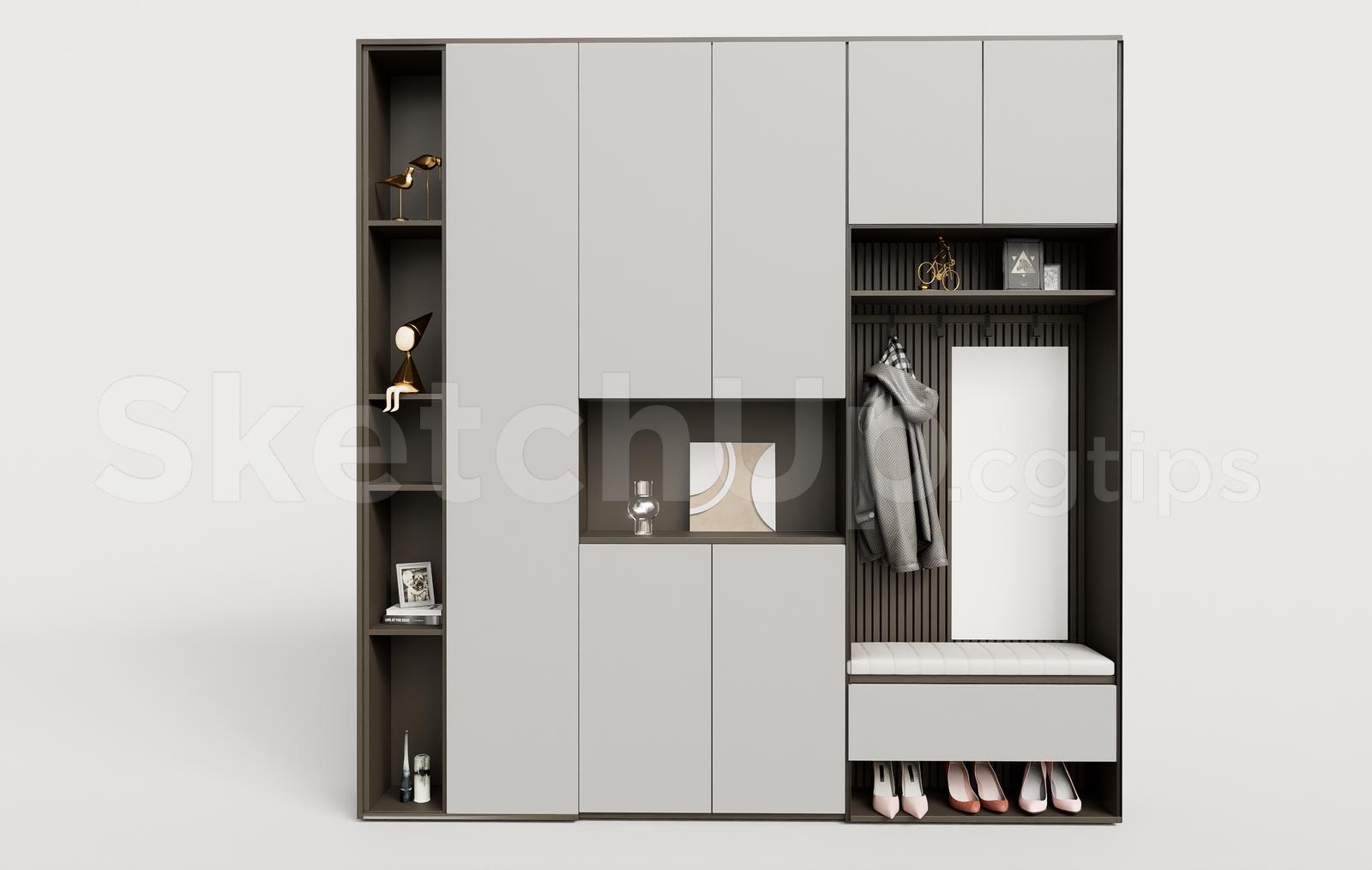 Entryway Wardrobe and Shoe Cabinet Set