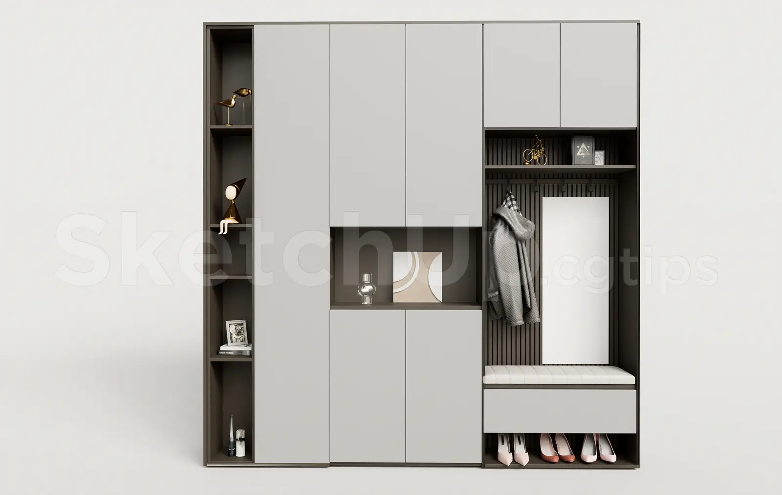 Entryway Wardrobe and Shoe Cabinet Set — preview 1 (cgtips, CC0)