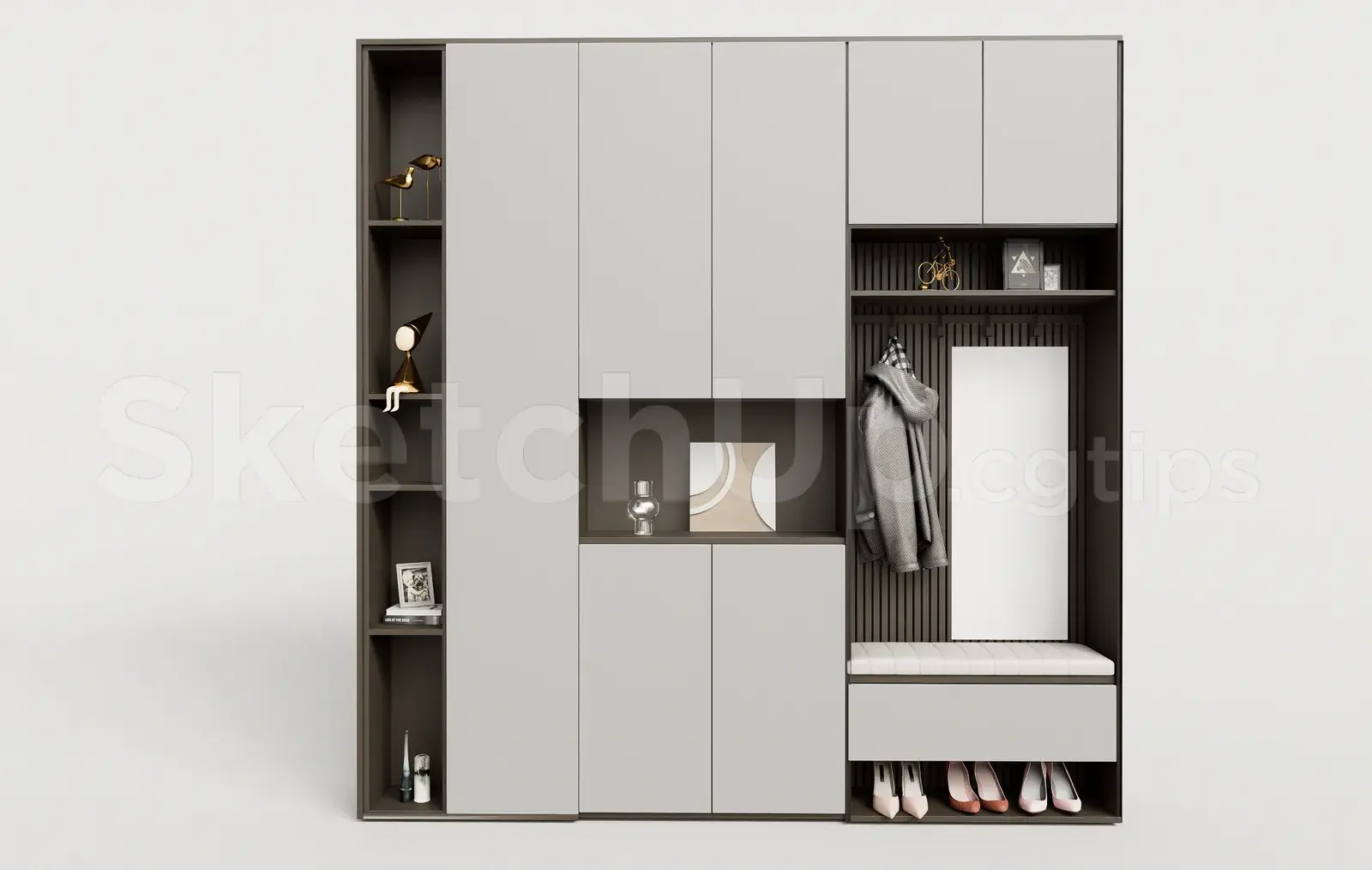 Entryway Wardrobe and Shoe Cabinet Set