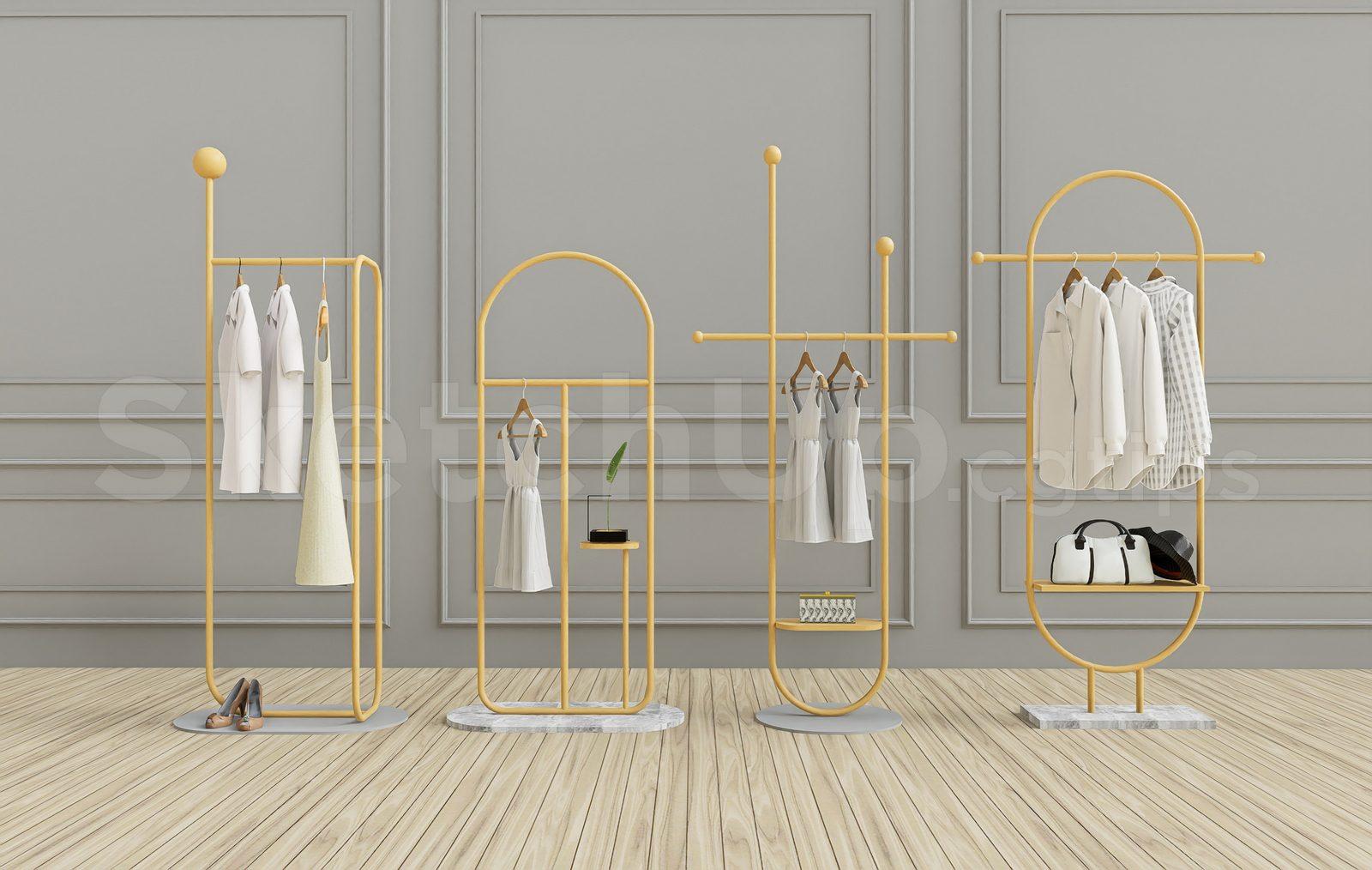 Elegant Gold Garment Rack Set