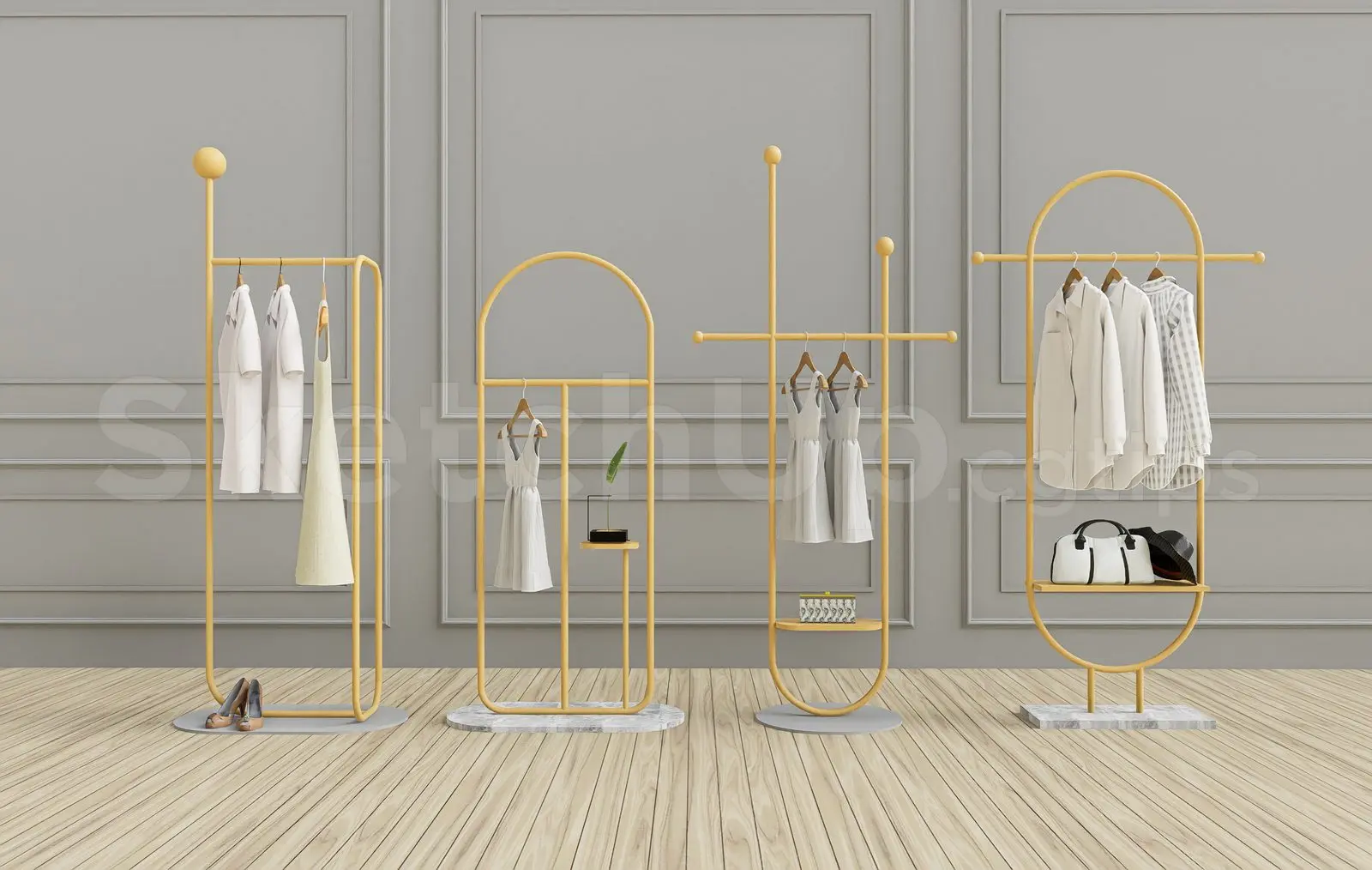 Elegant Gold Garment Rack Set
