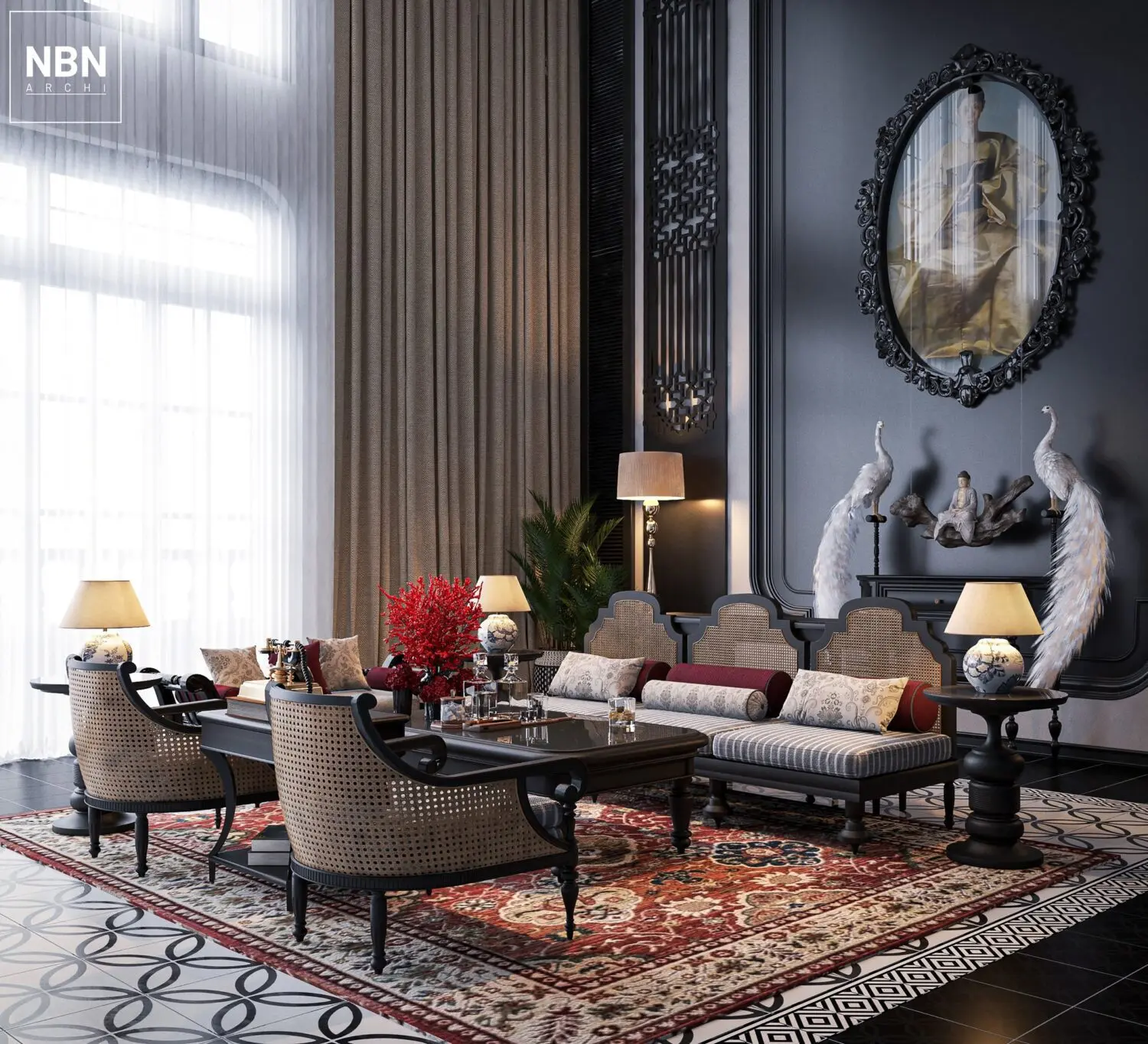 Indochine Living Room Interior — preview 1, by Nguyen Ba Nghia (cgtips, CC0)