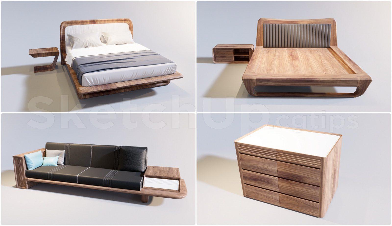 tổng hợp Giường Ngủ, Tab Đầu Giường và Sofa gỗ óc chó