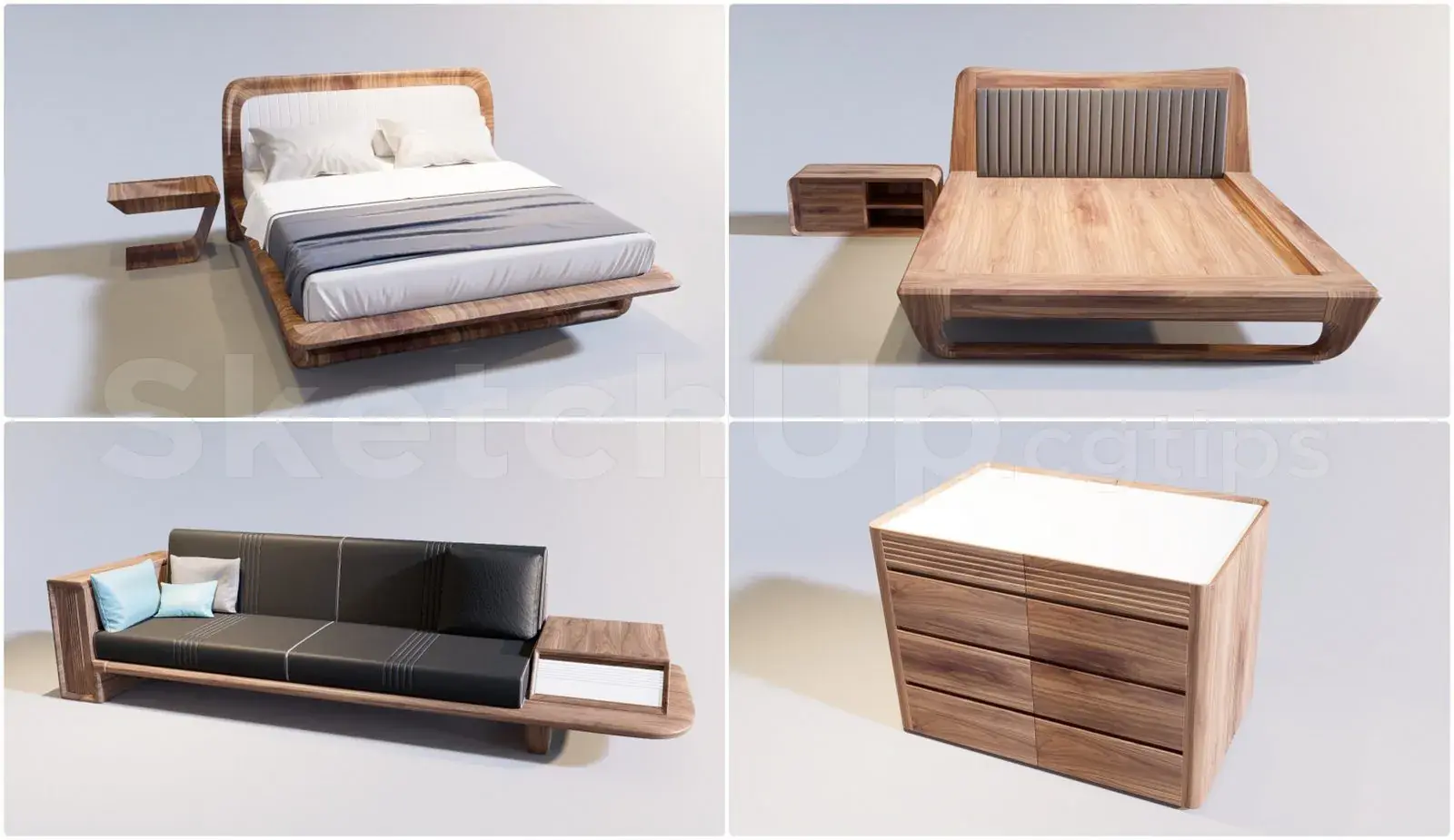 tổng hợp Giường Ngủ, Tab Đầu Giường và Sofa gỗ óc chó