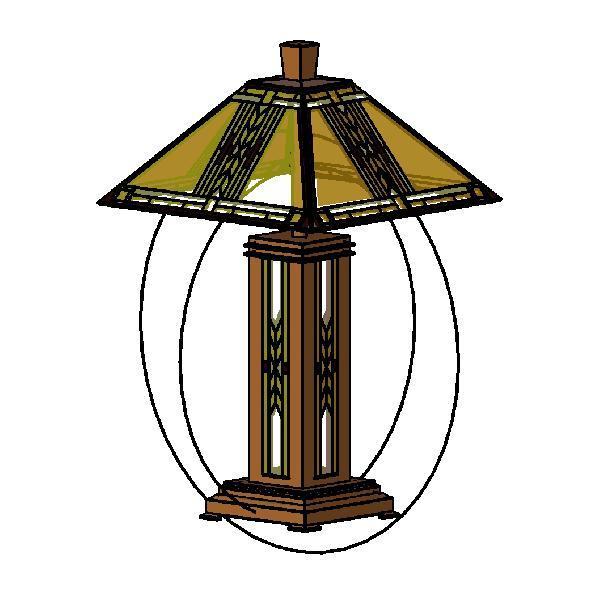 Walnut Mission Style with Night Light Table Lamp