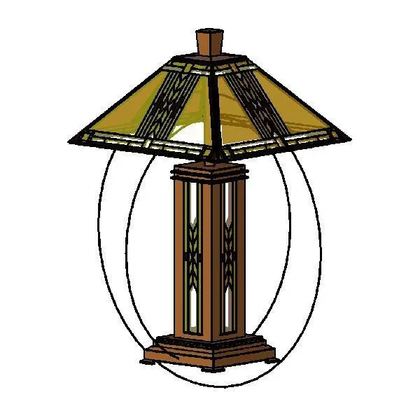 Walnut Mission Style with Night Light Table Lamp
