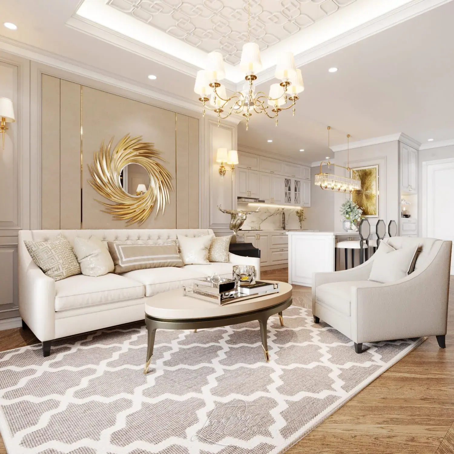 Interior Living room- Kitchen