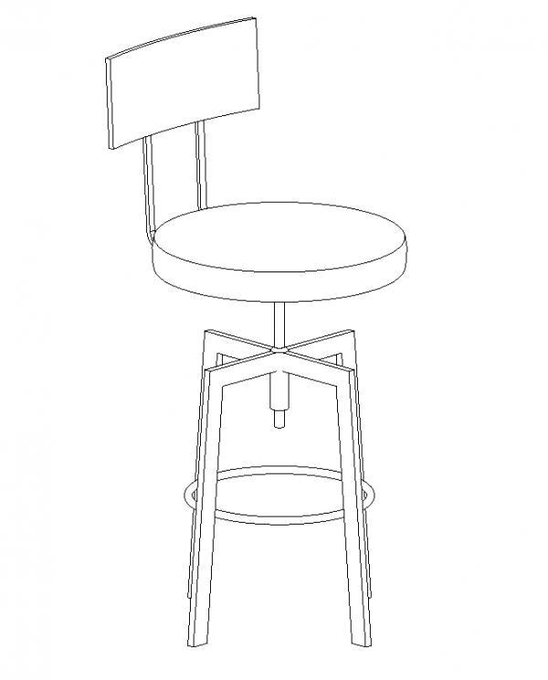 Architect Screw Stool with Metal Back