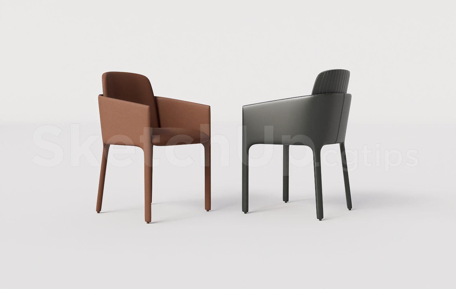 Minimalist Dining Armchair 3D Model – SketchUp Furniture