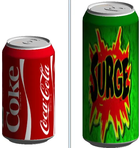 Surge and Coca Cola Can