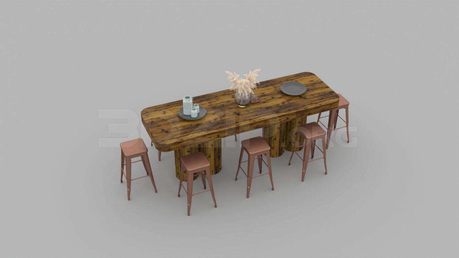 Table And Chair — preview 1, by Le Son (3dzip)