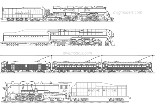 Trains 1 — preview 1 (dwgmodels.com, CC0)