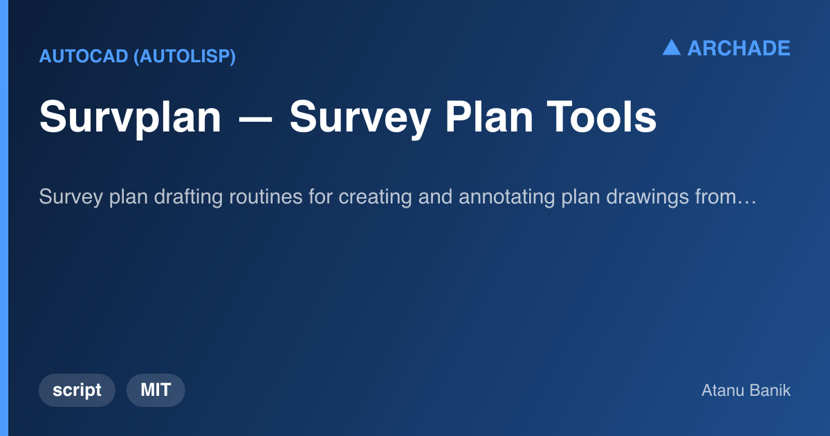 Survplan — Survey Plan Tools