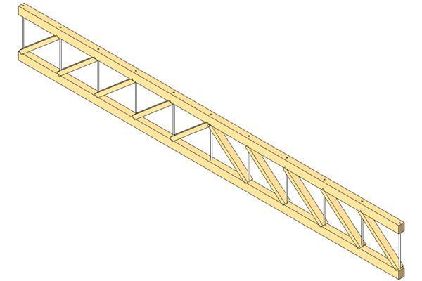 Timber and steel rod truss