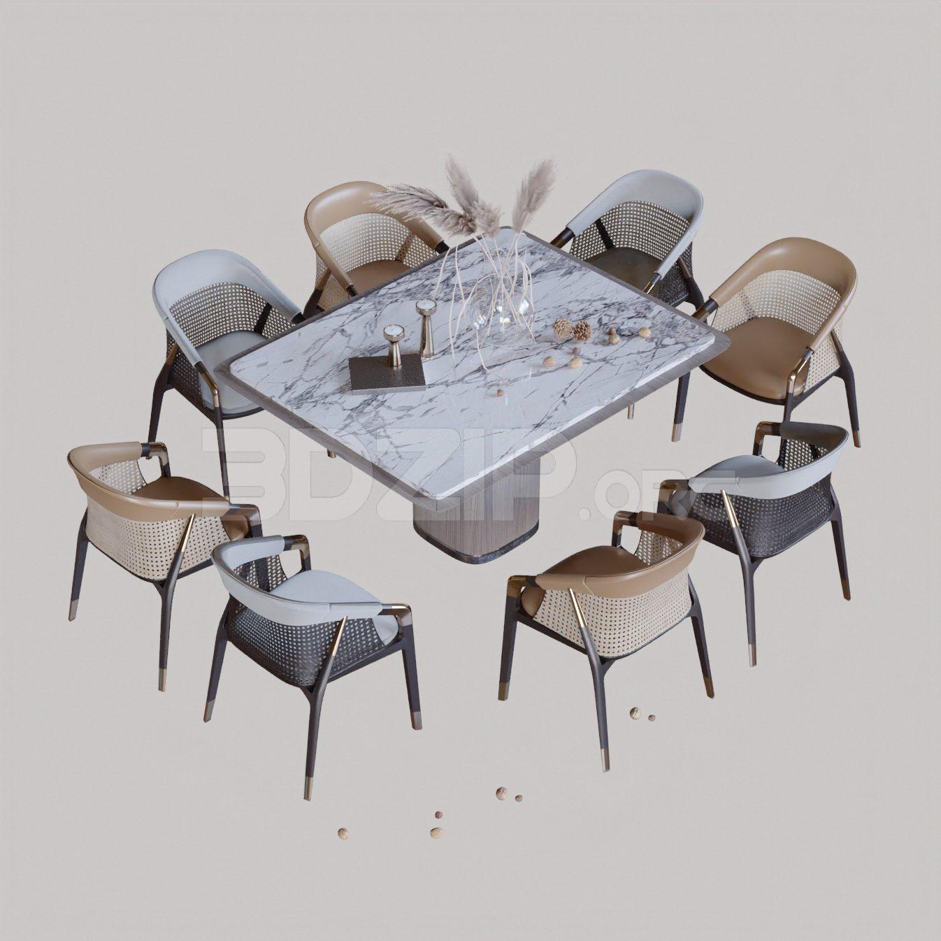 Dining Table And Chair — preview 1, by Kha Vi (3dzip)