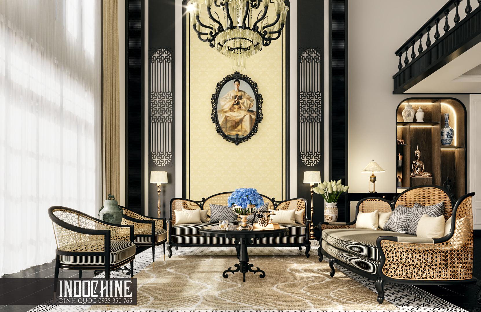 Interior Indochine Living-Diningroom Scene