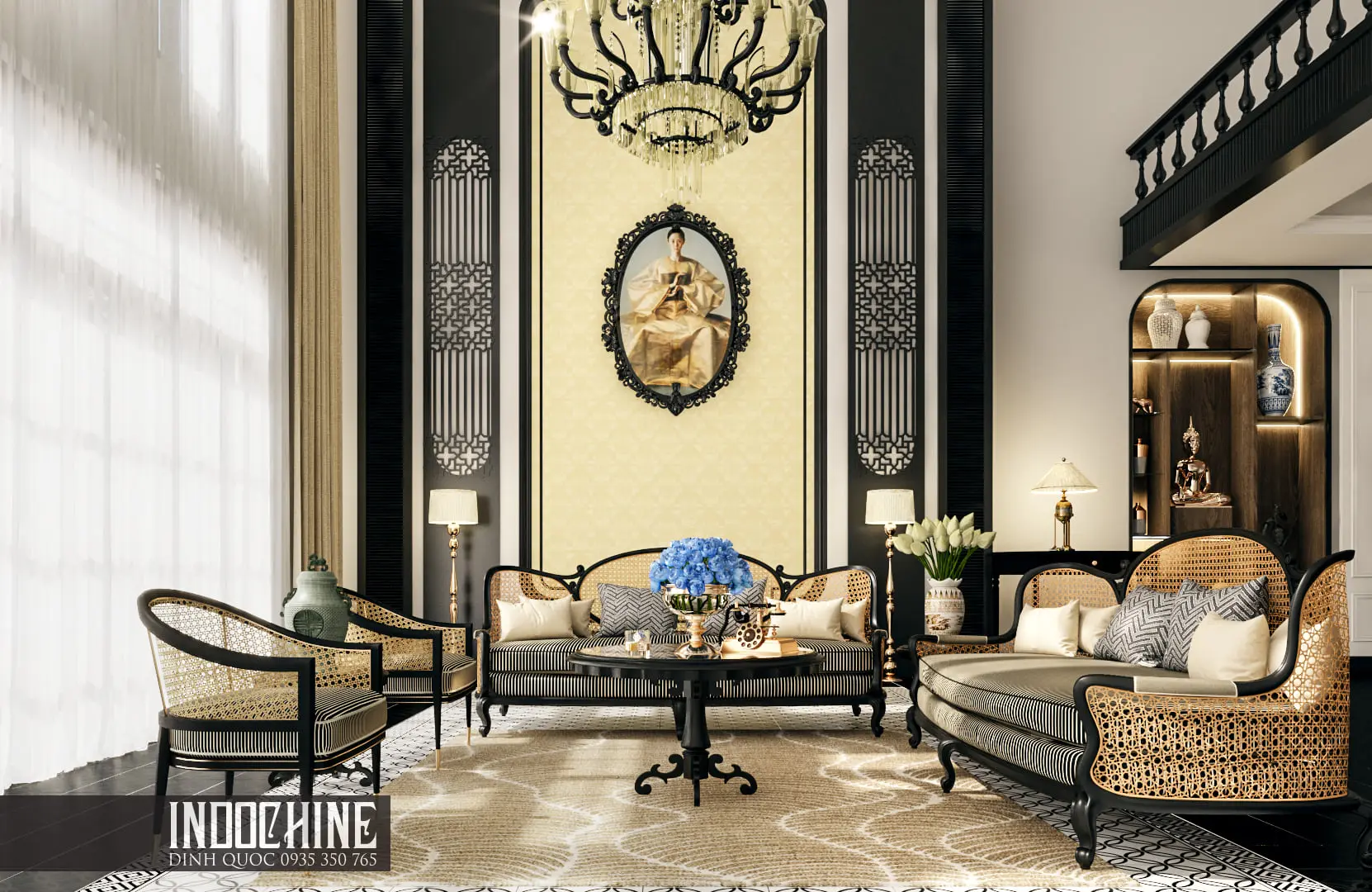 Interior Indochine Living-Diningroom Scene