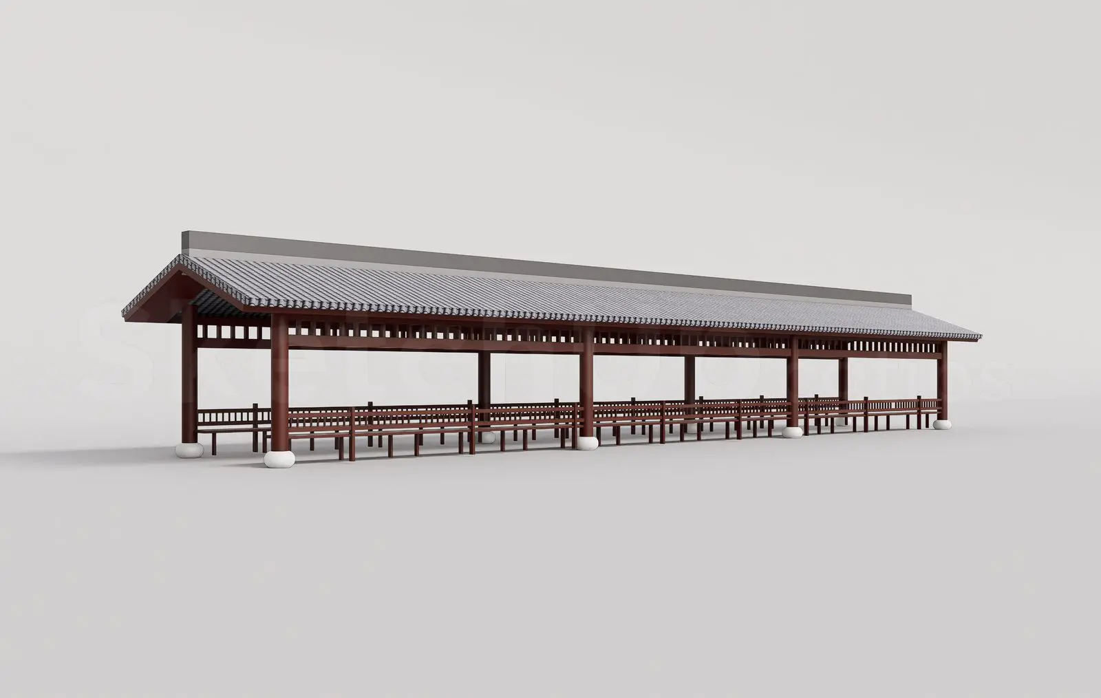 Traditional Wooden Pavilion with Tiled Roof — preview 1 (cgtips)