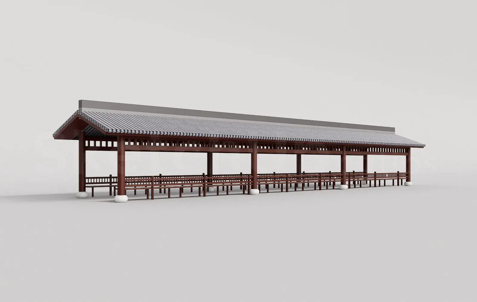 Traditional Wooden Pavilion with Tiled Roof