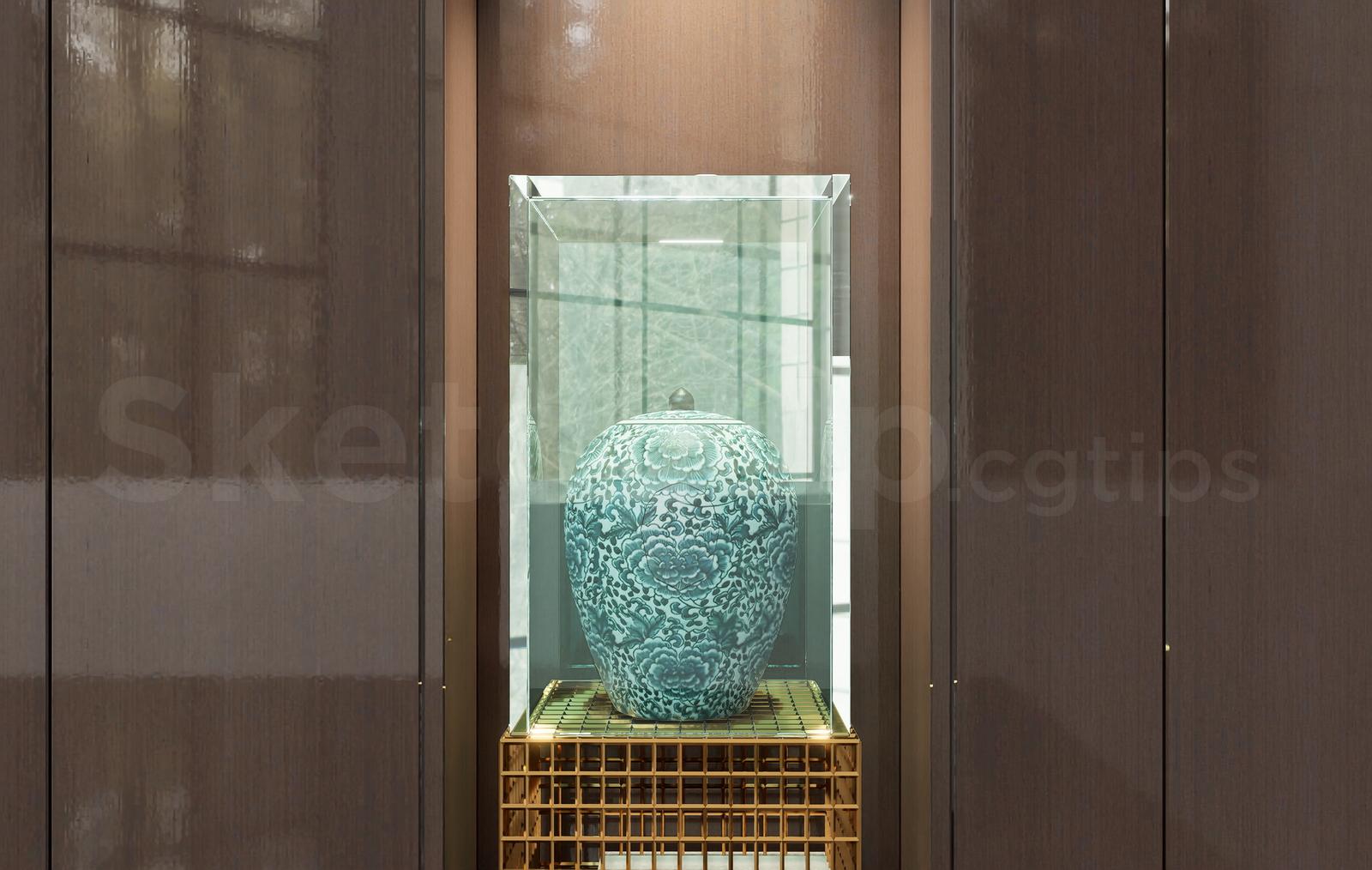 Luxury Chinese Porcelain Vase Display Cabinet