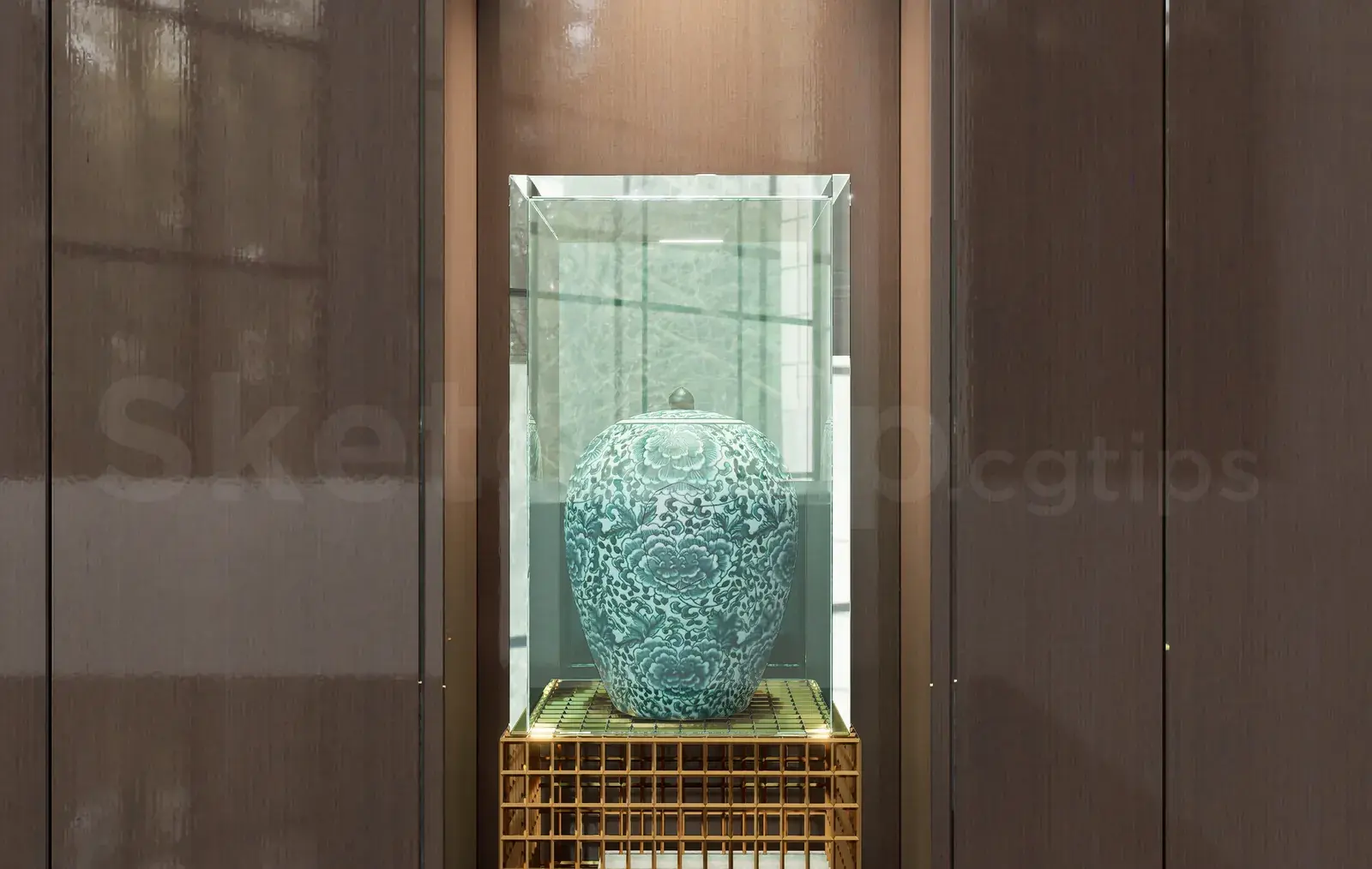 Luxury Chinese Porcelain Vase Display Cabinet